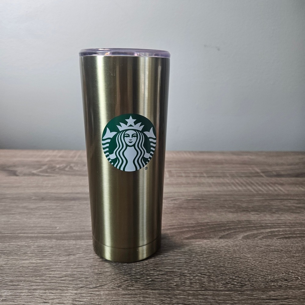 Starbucks 2021 Gold Brushed Stainless Steel 20oz Tumbler Cold Cup Siren Logo